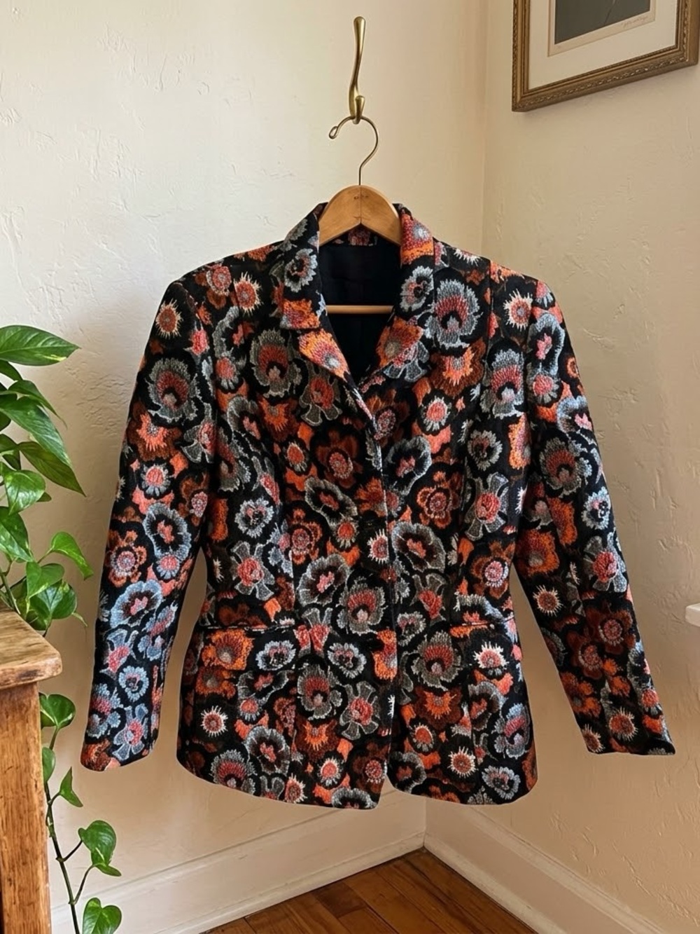 Theory Floral Jacquard Tapestry Blazer Jacket  Size 8 button